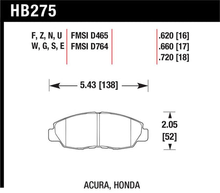 Hawk Acura/ Honda Performance Ceramic Street Front Brake Pads
