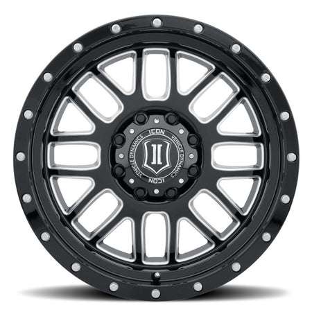 ICON Alpha 20x9 / 6x5.5 / 16mm / 5.625in BS Gloss Black Wheel w/ Milled Windows