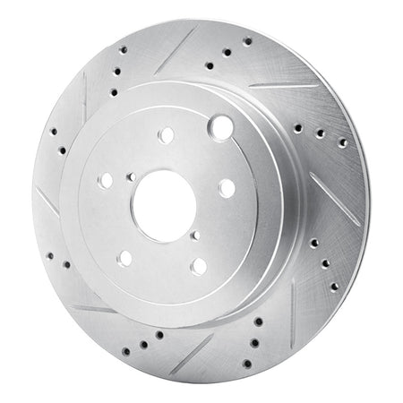 R1 08-20 Subaru Impreza Rear Left Drilled & Slotted Silver Brake Rotor