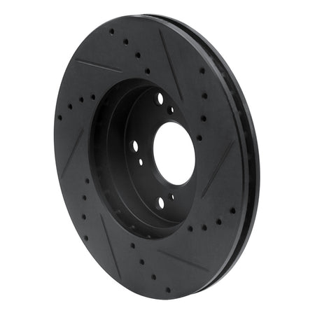R1 06-15 Honda Civic Front Left Drilled & Slotted Black Brake Rotor
