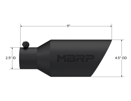 MBRP Universal Dual Wall Angle Rolled End Tip 4-1/2in OD / 2-1/2in Inlet / 11in Length - Black