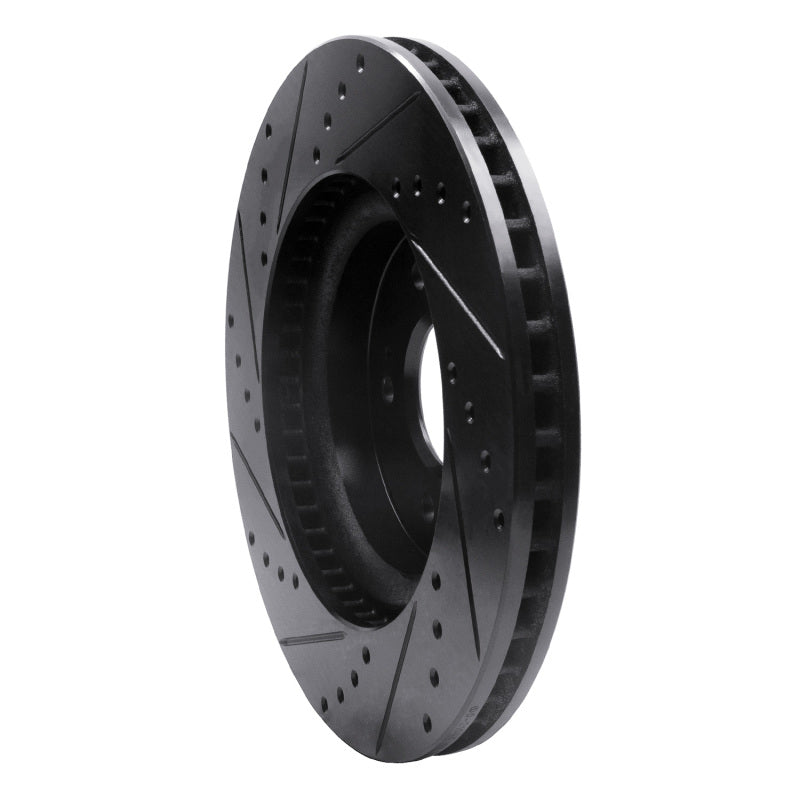 R1 18-23 Genesis G70 Front Right Drilled & Slotted Black Brake Rotor