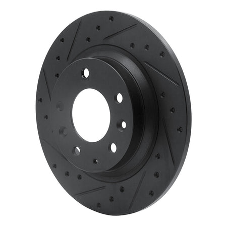 R1 98-15 Ford Fusion Rear Left Drilled & Slotted Black Brake Rotor