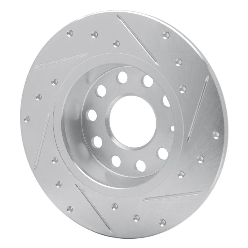 R1 05-25 Audi A3 Sportback E-Tron Rear Left Drilled & Slotted Silver Brake Rotor