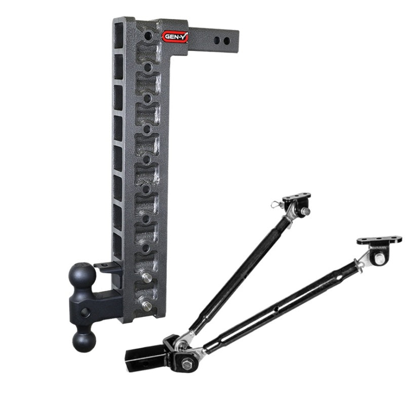 Gen-Y Mega Duty 2in Shank 22.5in Drop 10K Hitch w/GH-031 Dual-Ball/GH-0100 Stabilizer Kit