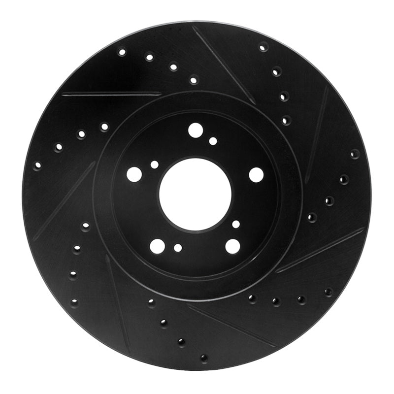R1 04-14 Acura TSX Front Left Drilled & Slotted Black Brake Rotor