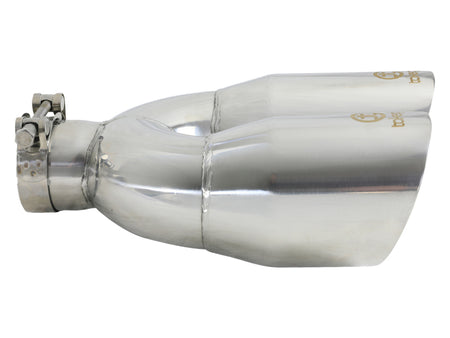 aFe Takeda 2.5in 304 Stainless Steel Clamp-on Exhaust Tip Drivers Side 2.5in Inlet 4inDual- Polished
