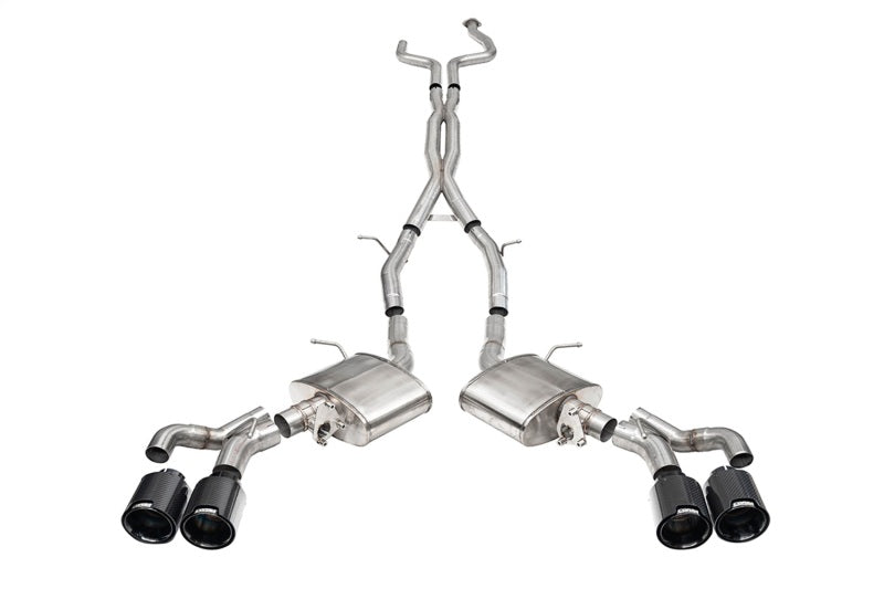 Corsa 2022-25 Caddy CT5 V Blackwing 3in. Cat-Back w/ Act. Exh. - Dbl X-Pipe - Twin 4.5in. BlkCF Tips