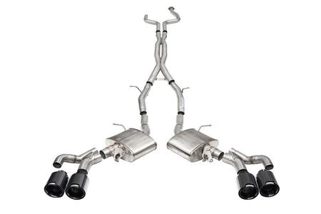 Corsa 2022-25 Caddy CT5 V Blackwing 3in. Cat-Back w/ Act. Exh. - Dbl X-Pipe - Twin 4.5in. BlkCF Tips